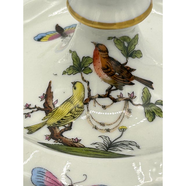 Ceramic Vintage Herend Rothschild Bird Porcelain Two-Arm Candelabrum For Sale - Image 7 of 15