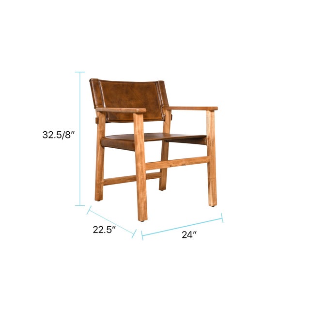 Wood Lambden Leather Side Chair For Sale - Image 7 of 9