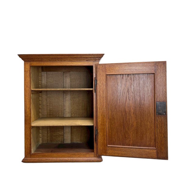 Antique Oak Wall-Mounted Cabinet, 1900s For Sale - Image 4 of 14