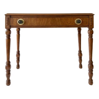 Mid Century Modern Petite Antique Wood Writing Desk For Sale