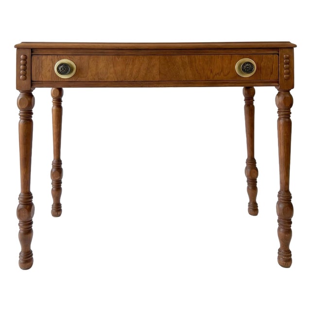 Mid Century Modern Petite Antique Wood Writing Desk For Sale