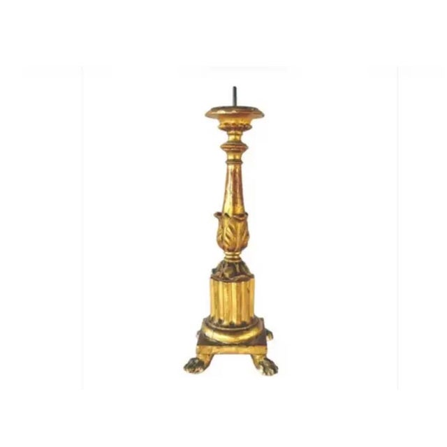 19th Century Italian Carved and Gilded Wooden Pricket Candlesticks, a Pair For Sale - Image 5 of 13