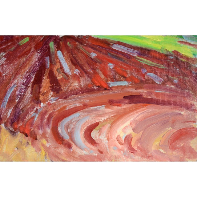 Textile "Salinas Valley Farm" - Fauvist Landscape in Oil on Artist's Board by Will Light For Sale - Image 7 of 11
