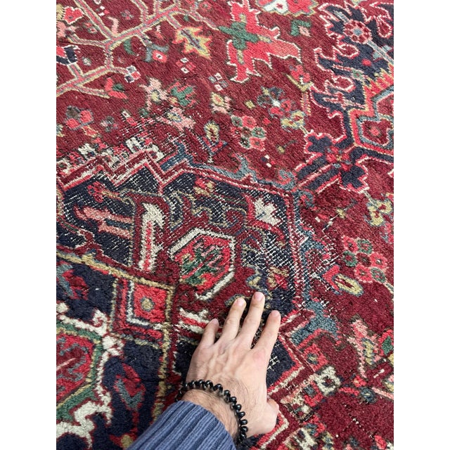 1950's Vintage Rug with Tribal Pattern 11.4 x 13.8 For Sale - Image 10 of 11