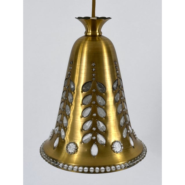 Gold Mid-Century Pendant Lamp in Brass and Crystal by Oswald Haerdtl for Lobmeyr, Austria, 1950s For Sale - Image 8 of 18