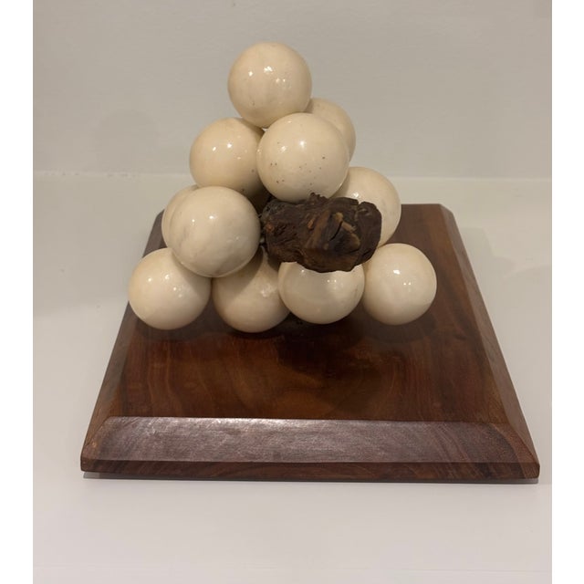 Large Scale Mid-Century Grape Cluster Sculpture Mounted to Wood Base For Sale - Image 15 of 18