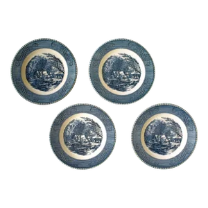 Mid 20th Century Currier & Ives Dinner Plates- Set of 4