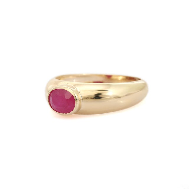 Not Yet Made - Made To Order Boho Chic Style Ruby Cocktail Ring Size 5.5 in 14k Solid Gold For Sale - Image 5 of 11