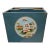 Chinese Wood Square Pastel Blue Lotus Graphic Handle Bucket For Sale