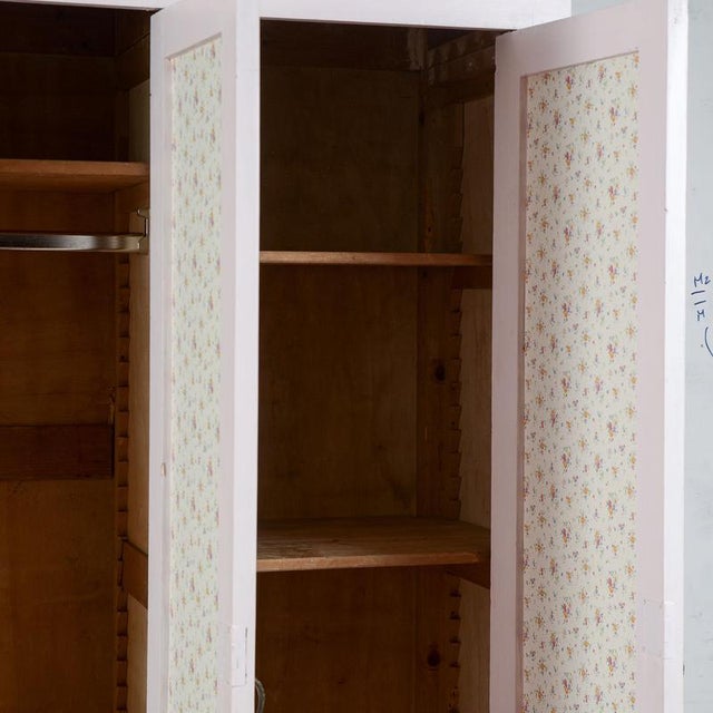1920s Vintage Pink-Stained 4-Door Wardrobe For Sale - Image 5 of 18