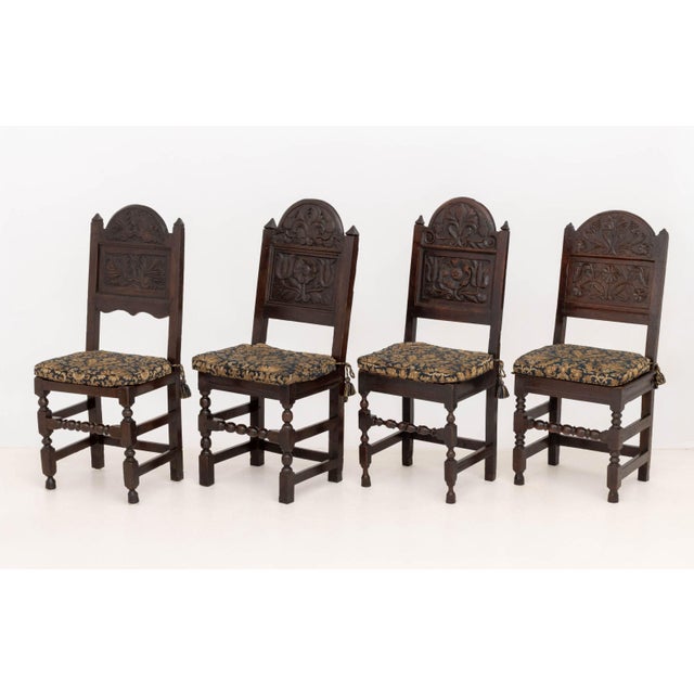 Set of Eight Jacobean Carved Oak Dining Chairs For Sale In New York - Image 6 of 16