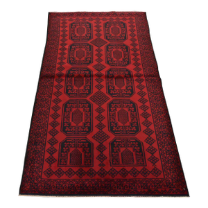 Turkmen Rug 3’7” X 6’2” Red Wool Vintage Tribal Hand-Knotted Oriental Carpet