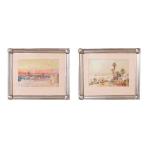Antique Pair of Orientalist Watercolors by Emile Boivin