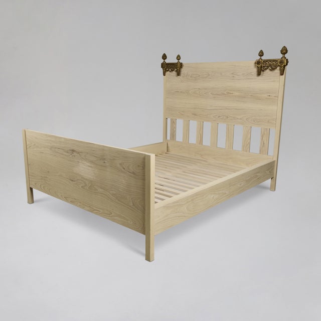 Custom White Ash Wood Bed W/ Headboard + Footboard Queen For Sale - Image 4 of 12