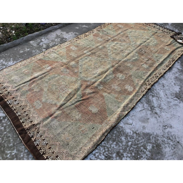 Textile 1960s Vintage Handwoven Turkish Tribal Kilim Rug - 5′ × 10′3″ For Sale - Image 7 of 9