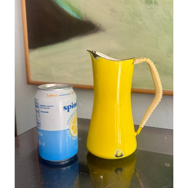 Dansk Vintage Kobenstyle Dansk Enamel Small Yellow Pitcher For Sale - Image 4 of 5