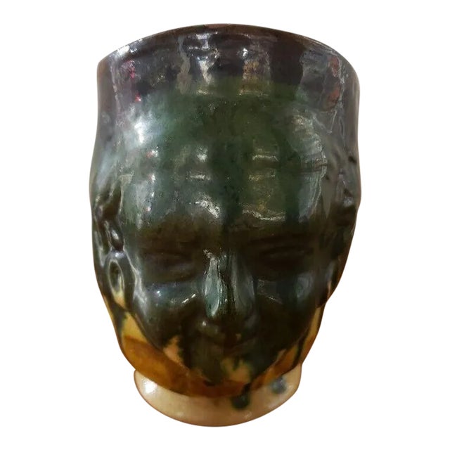 Circa 1920 Mexican Oaxacan Dripware Face Mug For Sale