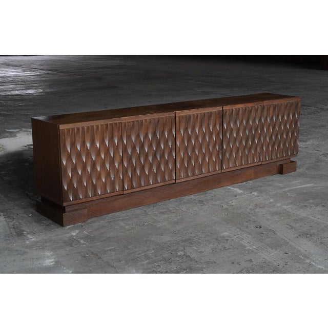 Niagara Sideboard in Stained Oak from Maison Aurora, Belgium, 1970s, in Good conditions. Designed 1970 to 1979
