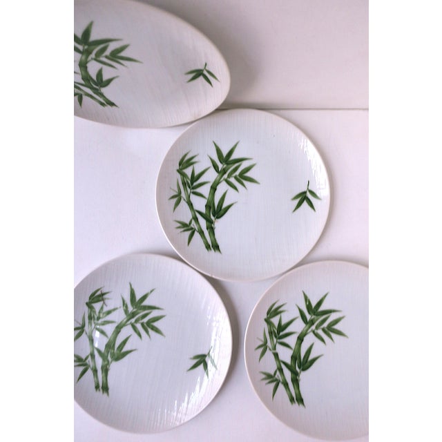 Japanese Porcelain Plates Bamboo Design, Set of 4, Circa 1960s For Sale - Image 3 of 9