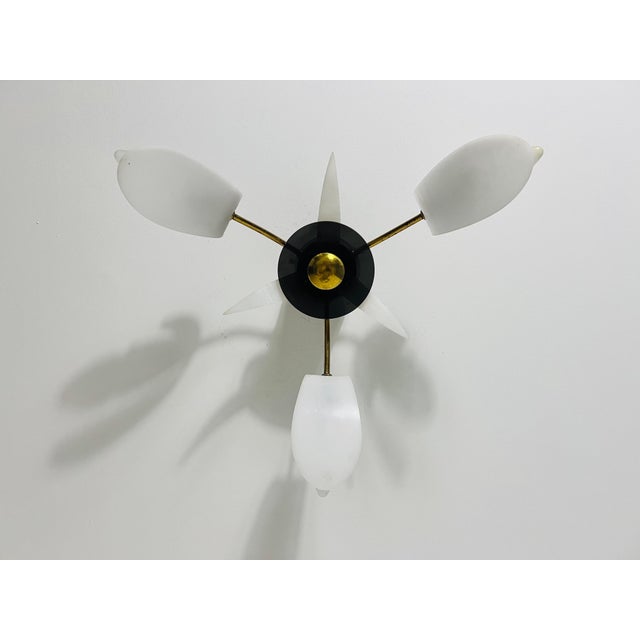 Stilnovo Italian Midcentury Brass 3-Arm Sputnik Chandelier, 1950s For Sale - Image 4 of 11