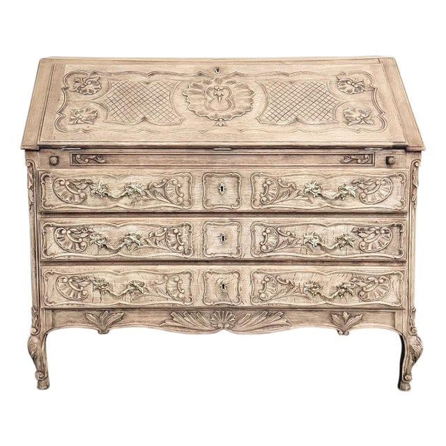 18th Century French Régence Period Carved Oak Secretary Desk For Sale