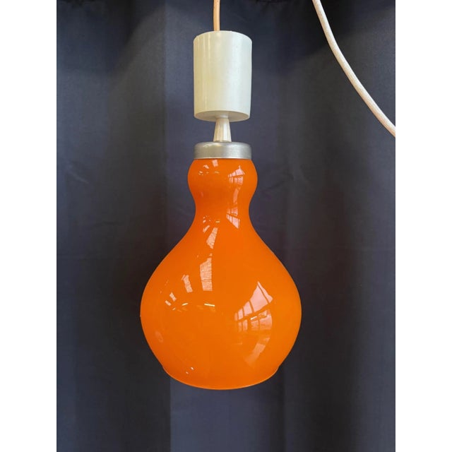 Orange Vintage Orange Opaline Pendant Light, 1970s For Sale - Image 8 of 8