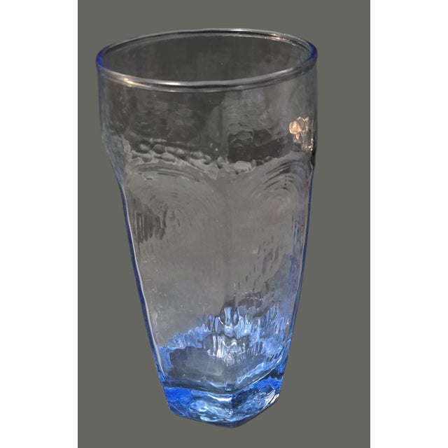 Mid-Century Modern Vintage Set of Four Libbey Chivalry Blue Glass Tumblers For Sale - Image 3 of 6