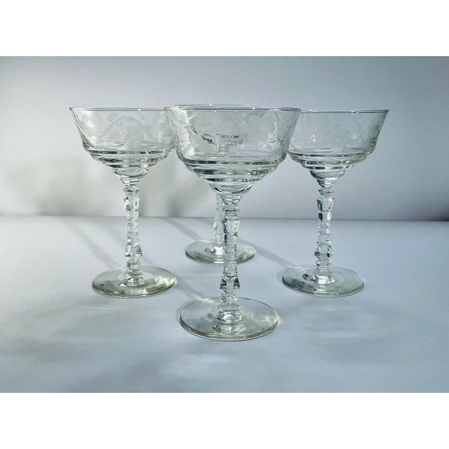 Mid 20th Century Libbey Rock Sharpe Champagne Coupes- Set of 4 For Sale In Jacksonville, FL - Image 6 of 9