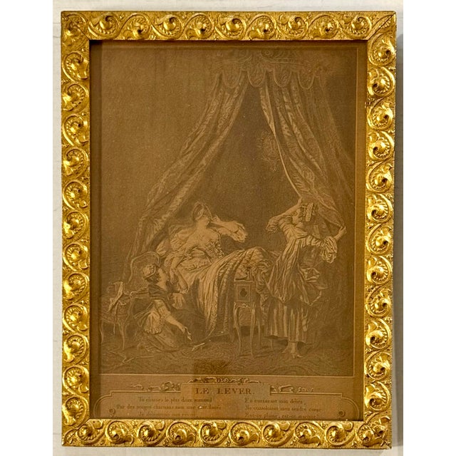 17th Century Pair of Antique French Romantic Etchings in Giltwood Frames For Sale - Image 5 of 5