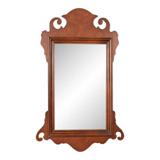 1980s Baker Furniture Style Chippendale Carved Mahogany Wall Mirror For Sale