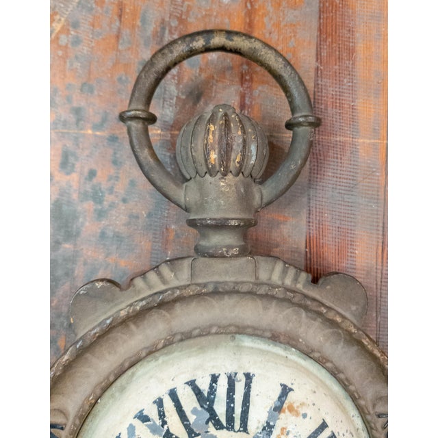 Gray Early 20th Century Folk Art Advertising Clock Form Trade Sign For Sale - Image 8 of 13