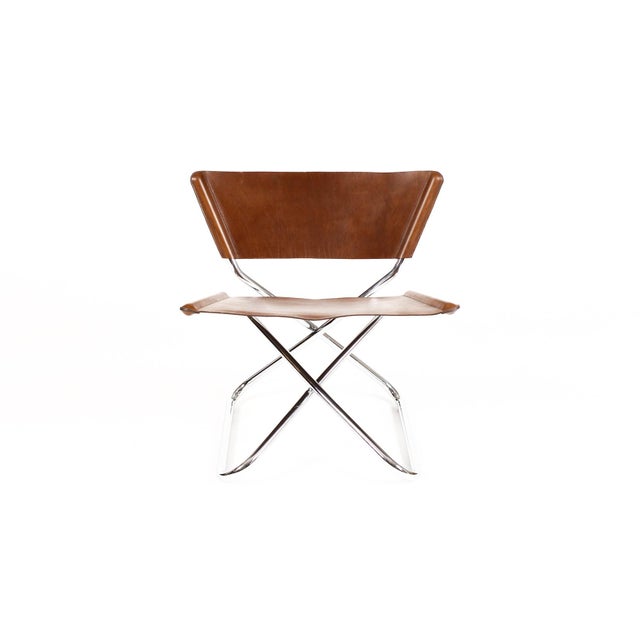 Torben Orskov Vintage Mid Century Tubular Chrome Folding ‘Z-Down’ Lounge Chair — Erik Magnussen for Torben Ørskov For Sale - Image 4 of 11