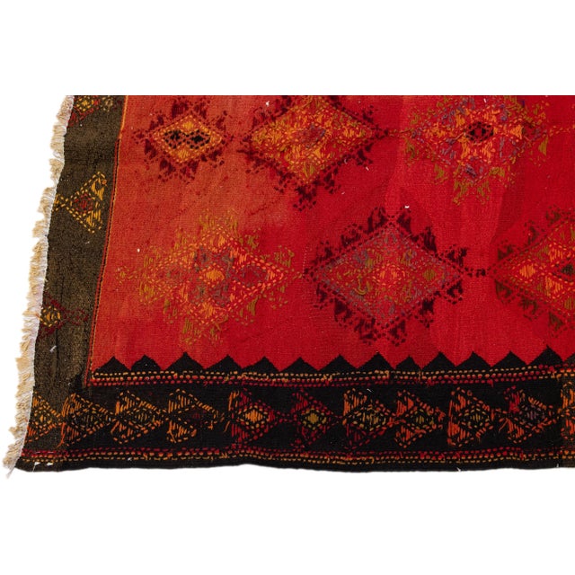 1960s Vintage Turkish Kilim Red Handmade Tribal Wool Rug For Sale - Image 4 of 8