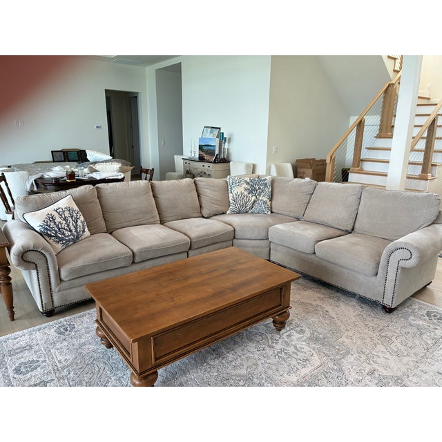 Brown Ethan Allen Wood Coffee Table and End Table With Drawers For Sale - Image 8 of 11