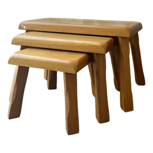 Set of Three Blonde Wood Vintage Danish Nesting Tables