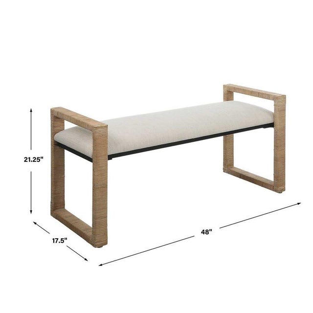 Inspired by the casual style of modern coastal designs, the island chic Bench showcases a natural rattan wrapped iron...