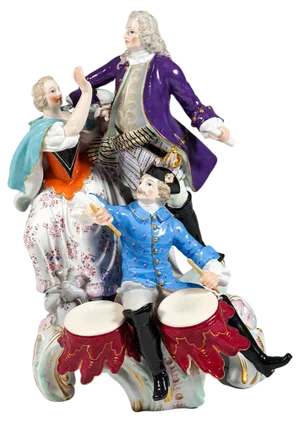 Meissen Genre Love Group with Drum Beater, attributed to f.e. Meyer, Germany 1850