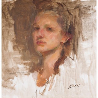 Untitled, ca. 2010 by Ron Hicks | Oil on canvas portrait of a young woman For Sale
