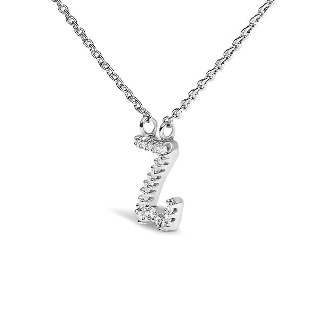 10K White Gold Diamond Accent "Z" Initial Script Style Pendant Necklace For Sale - Image 4 of 5