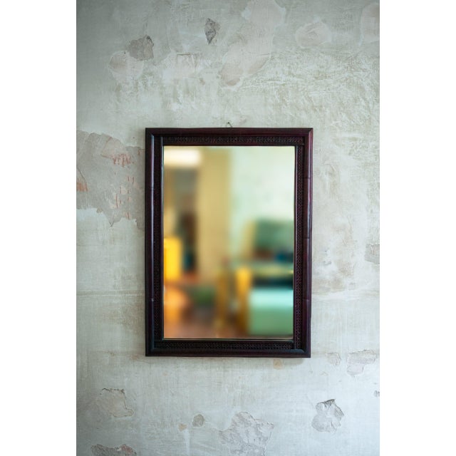 1980s Large Mirror in Wicker and Vienna Straw Dark Finish by Lyda Levi, 1980s For Sale - Image 5 of 5