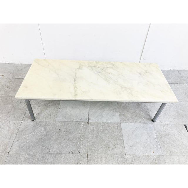 Vintage White Marble Coffee Table, 1960s For Sale - Image 4 of 11