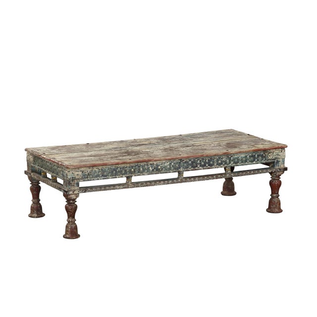 Wood Antique Indian Painted Teakwood Low Table, C. 1880-1900 For Sale - Image 7 of 7