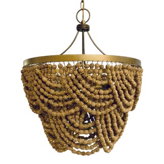 Currey & Co. Organic Modern Small Burlap Bead Chandelier Prototype For Sale