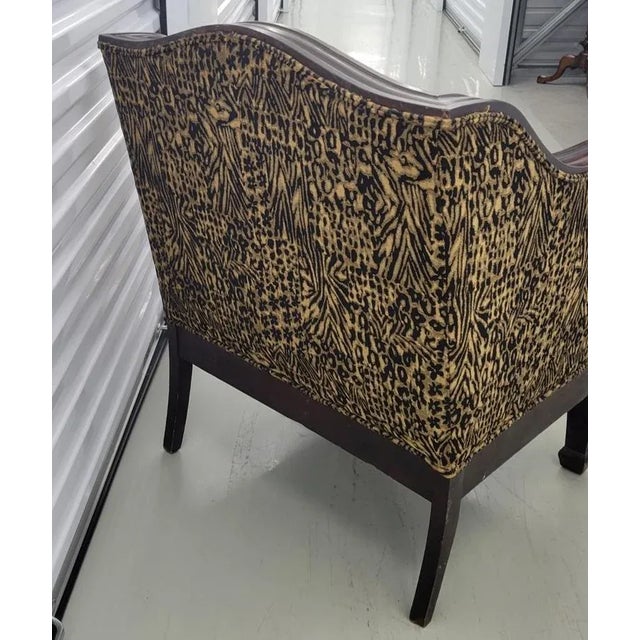Wood American Empire–Style Mahogany Club Chair With Custom Animal Print Upholstery For Sale - Image 7 of 9