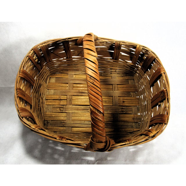 Vintage Rustic Woven Gathering Basket 13" Long For Sale - Image 4 of 10