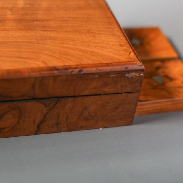 Antique Burlwood Poker Set With Bone Chips in Fitted Gaming Box, 1920s For Sale In Las Vegas - Image 6 of 18