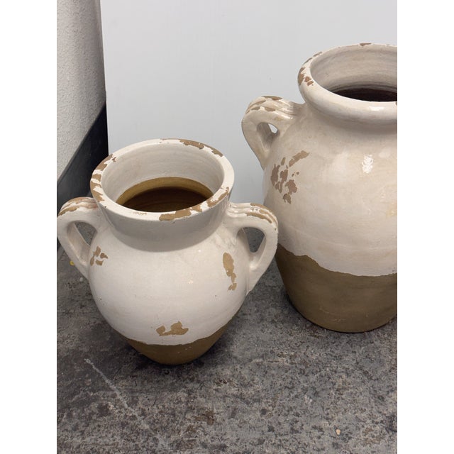 Pottery Barn Tuscan Handcrafted Terracotta Double-Handled Urns, Set of Three For Sale - Image 10 of 12