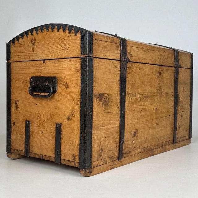 19th Century Antique English Pine Dome-Top Storage Chest For Sale - Image 6 of 12