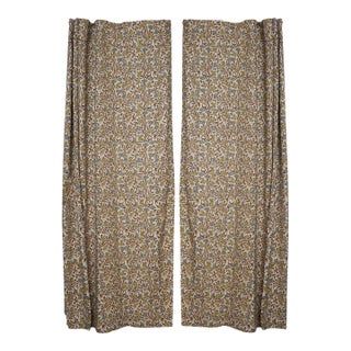 Handcrafted Colored Linen Curtains Rustic Boho Drapes for Living Room & Bedroom Windows Thorny Stems Size- 54"x84" For Sale