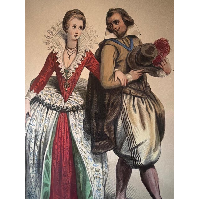 Mid 19th Century Henri IV & Marie De Medici French Court Costume, 1847, Lithograph For Sale - Image 5 of 9